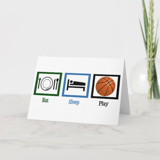 Cartão Coma Dormir Jogar Basquete (Frente)