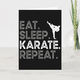 Cartão Coma Dormir Karate Repetir Design Divertido de Kar