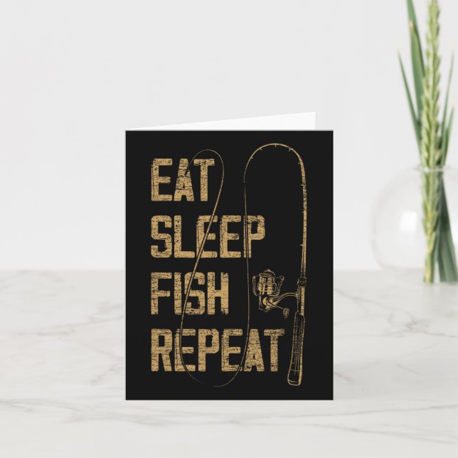 Cartão Coma Dormir Peixe Repetir Presente para Amante de  (Frente)