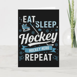 Cartão Coma Sonho Hockey Repita Herói do Hockey Para Fã d