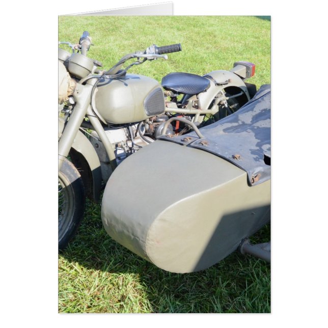 Cartão Combinação militar da motocicleta do vintage (Frente)