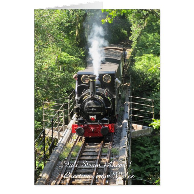 Cartão Comboio a vapor galês. (Frente)