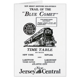Cartão Comboio Central Blue Comet de Nova Jersey