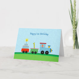 Cartão Comboio de primeiro aniversario Feliz