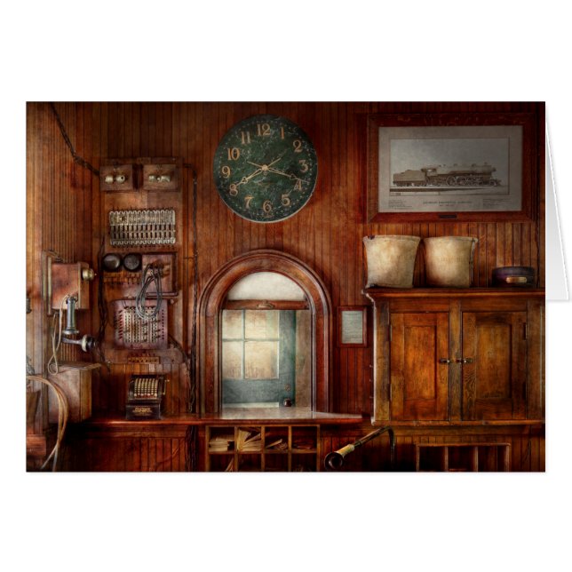 Cartão Comboio - Escritório - A janela de aceitação de in (Frente Horizontal)