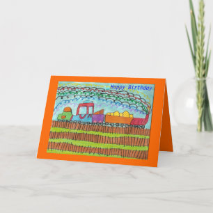 Cartão Comboio para um aniversário feliz
