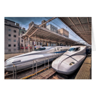 Cartão Comboios de bala japoneses na estação de Tóquio