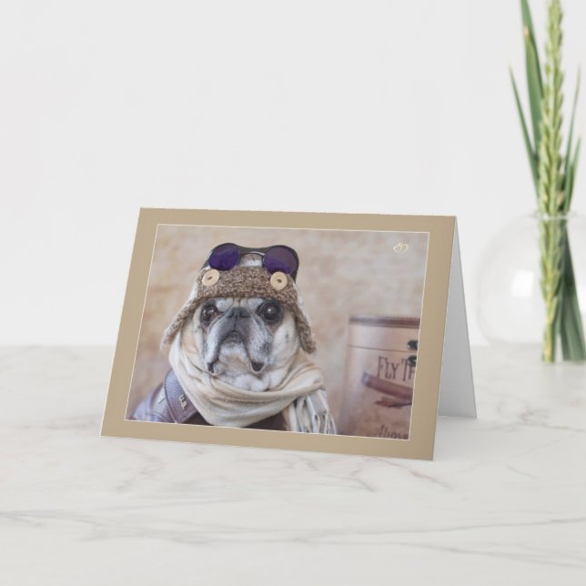 Cartão Come Fly With Me Pug Card (Frente)