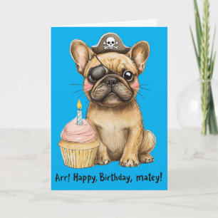 Cartão comemoração de aniversário irata do Bulldog francê