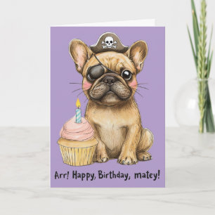 Cartão comemoração de aniversário irata do Bulldog francê