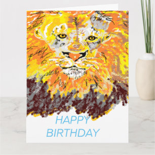 Cartão Comemorativo Folha Dupla: Birthday Lion