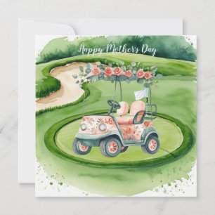 Cartão Comemore o Dia das Mães com Carrinho de Golfe e Fl