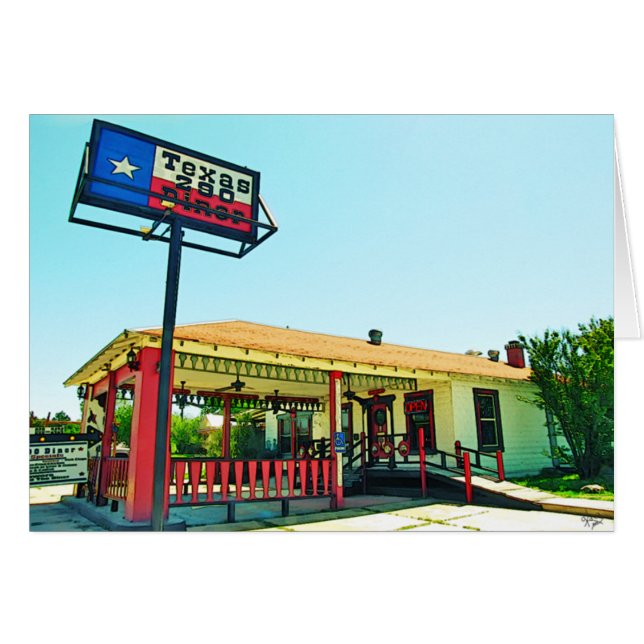 Cartão Comensal de Texas 290, Johnson City, TX (Frente horizontal)