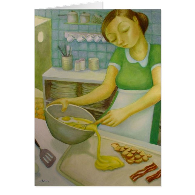 Cartão Comensal - ovos e bacon - por Lora Shelley (Frente)