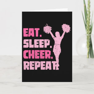 Cartão Comer Dormir Aplaudir Repetir Cheerleader Divertid