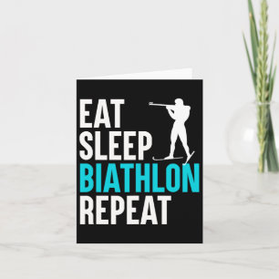 Cartão Comer Dormir Biatlo Repetir - Slogan de Esqui Tiro