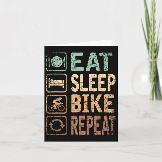 Cartão Comer Dormir Bicicleta Repetir Bicicleta  (Frente)