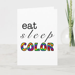 Cartão Comer Dormir Cor Desenho Arco-íris