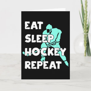 Cartão Comer Dormir Hóquei Repetir Camiseta Divertida de
