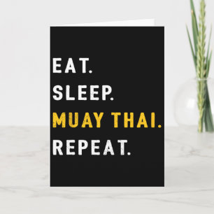 Cartão Comer Dormir Muay Thai Engraçado Presente de Camis