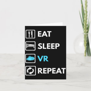 Cartão Comer Dormir Vr Repetir Divertido Vr Jogador Rapaz