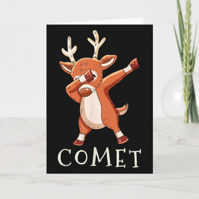 Cartão Comet Santas Reindeers Family Matching Outfit Chri (Frente)