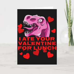 Cartão Comi Seu Namorado No Almoço Dinossauro Rosa Fofo