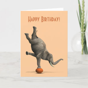 Cartão Comical Artistic Elephant On Basketball
