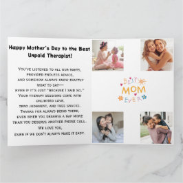 Cartão Cômico "Mãe Terapeuta Não Remunerada" Dia das Mães