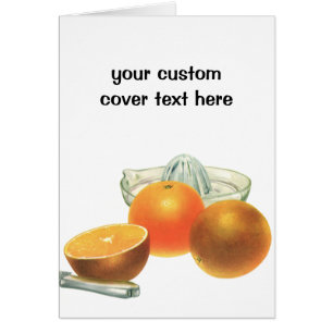 Cartão Comida Antiga Fruta, Laranjas Maduras Espremedor C