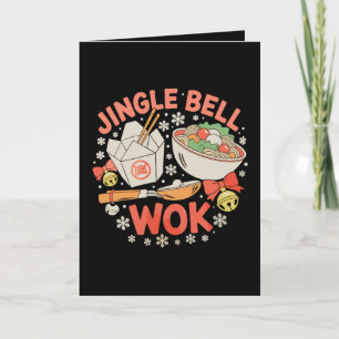 Cartão Comida Chinesa Jingle Bell Wok Natal Xmas