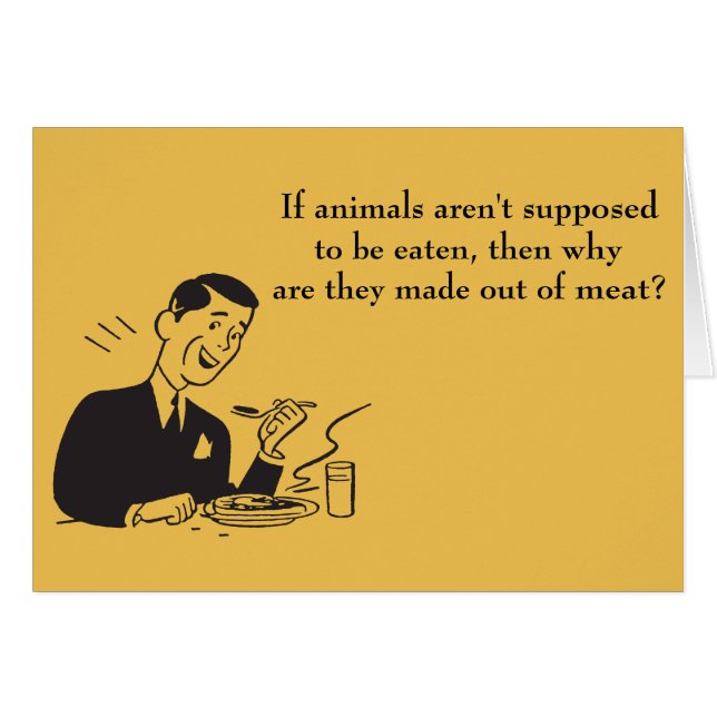 Cartão Comida De Carnívoros De Carne Retro (Frente Horizontal)