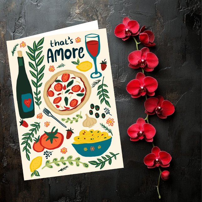 Cartão Comida Italiana Amore no Dia dos Namorados Caprich (That's Amore Italian Food Valentine Love Whimsical Card
Happy Valentines Day Foodie)