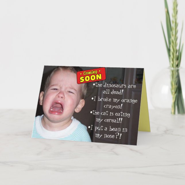 Cartão Coming Soon! Humorous Baby Shower Card (Frente)
