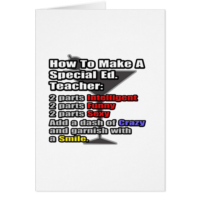 Cartão Como fazer um Ed Especial. Professora (Frente)