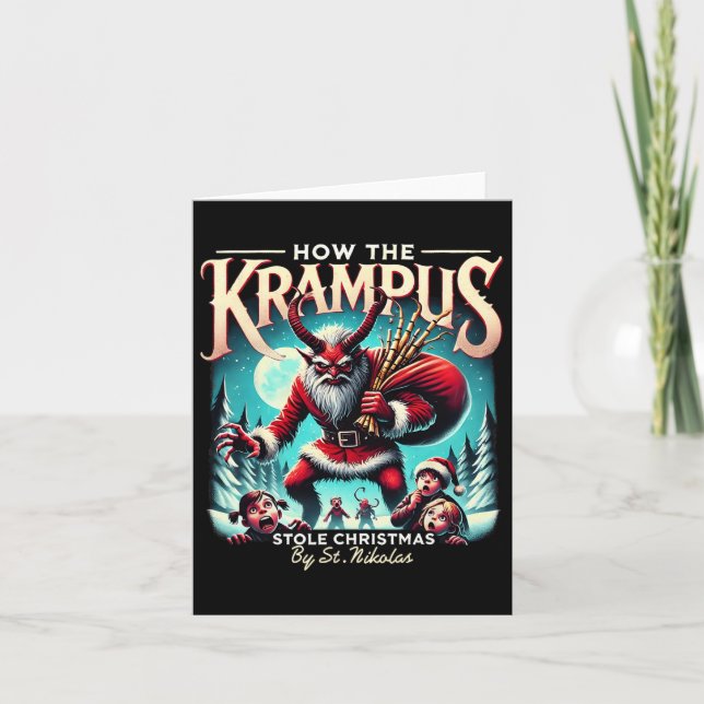 Cartão Como O Krampus Roubou O Krampus De Natal Está Cheg (Frente)