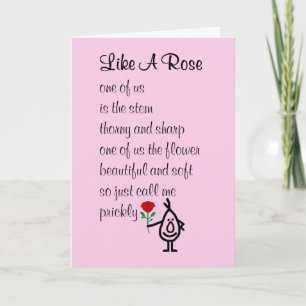 Cartão Como Uma Rosa, um engraçado poema de Feliz Dia dos