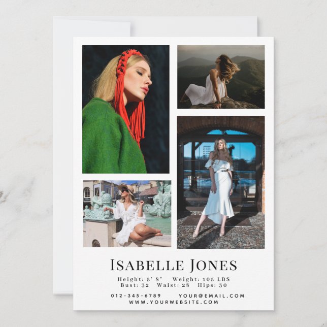 Cartão Comp de Foto do Ator 4 do Modelo Minimalist (Frente)