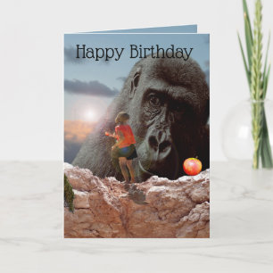 Cartão Compartilhando Uma Maçã Com Um Gorila,