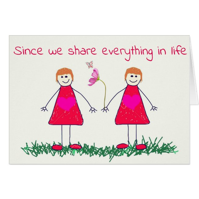 CARTÃO COMPARTILHAR VINHO COM VOCÊ **TWIN** NO ANIVERSÁRI (Frente Horizontal)