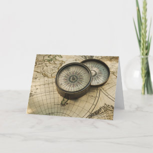Cartão Compasso antigo no mapa