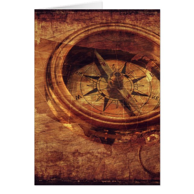 Cartão Compasso do americano do vintage (Frente)