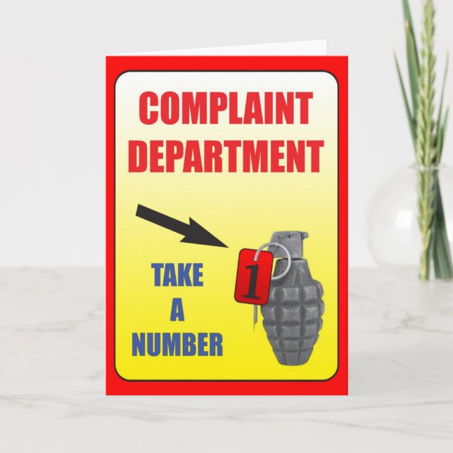 Cartão Complain Department Greeting Card (Frente)