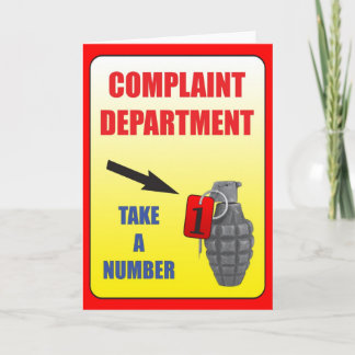 Cartão Complain Department Greeting Card