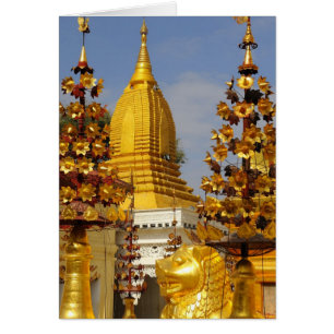 Cartão complexo da Pagode Shwe Zigon em Bagan (Pagan),