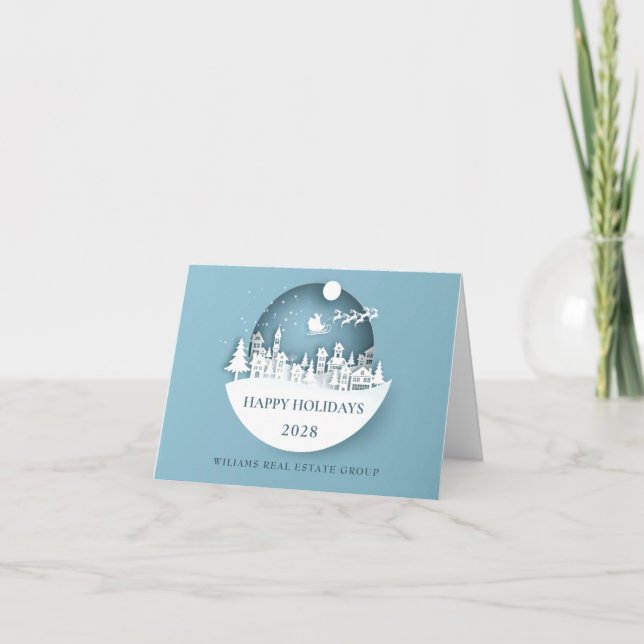 Cartão Composição de Natal Moderna Saudação Corporativa (Frente)