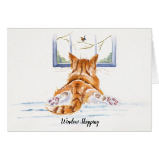 Cartão Compra da janela do gato do gengibre