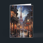 Cartão Compra De Natal Em Paris<br><div class="desc">Paris na chuva enquanto compra o Natal.</div>