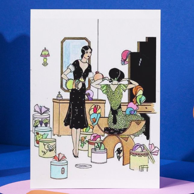 Cartão Comprando chapéus (Criador carregado)