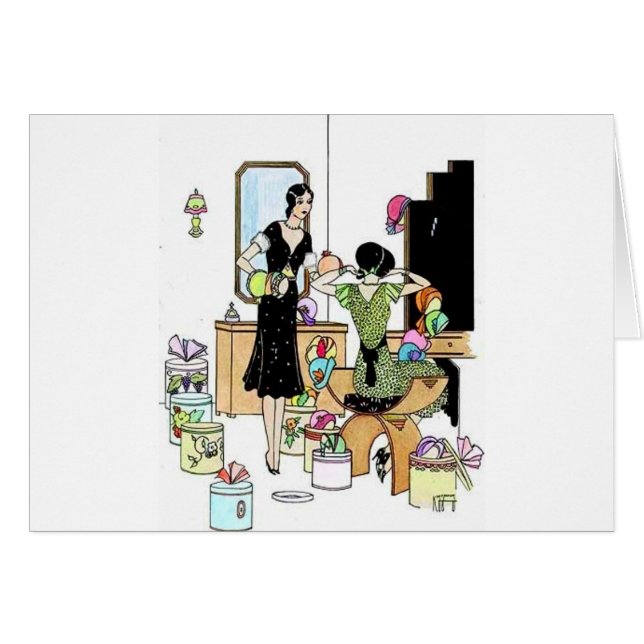 Cartão Comprando chapéus (Frente Horizontal)